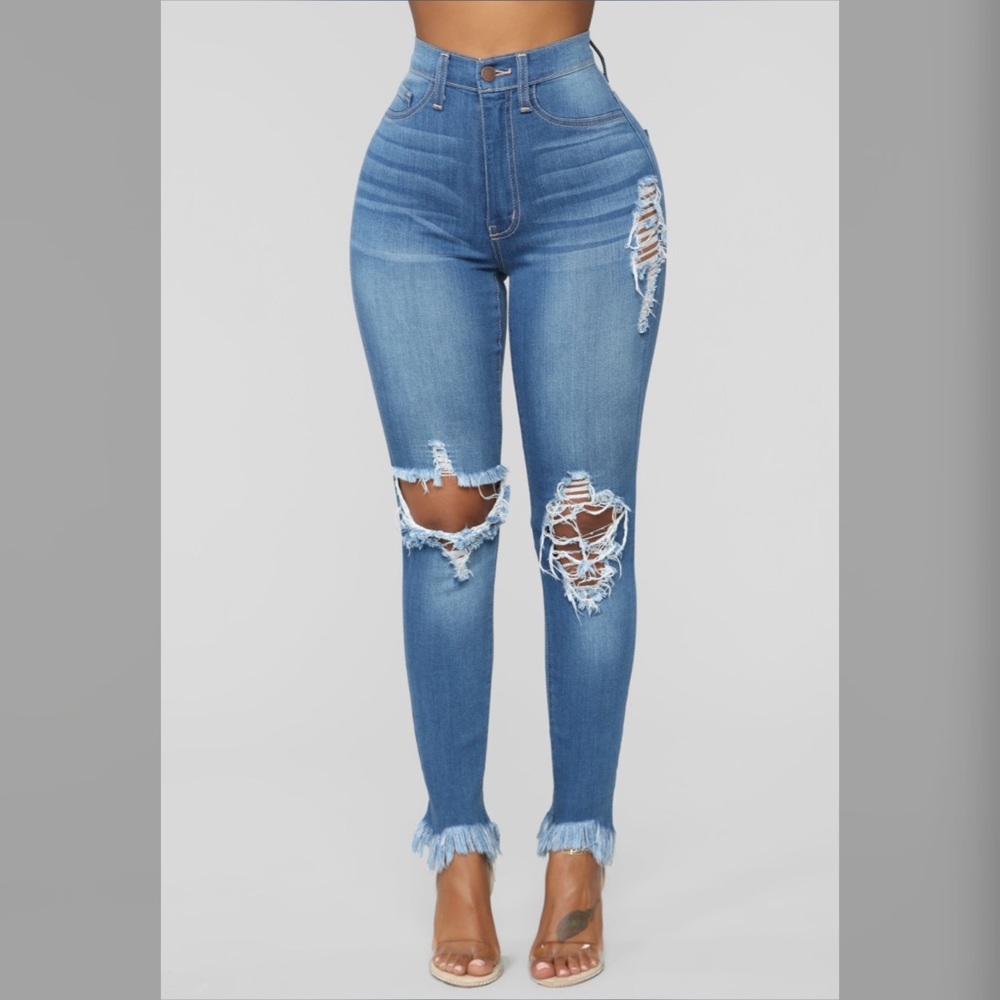 Distressed Fray Hem Fashion Nova Jeans